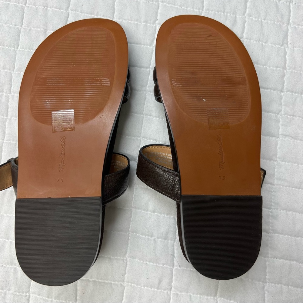 Madewell The Dara Double-Strap Slide Sandal in Dark Carob Brown Size 7.5 - Picture 11 of 12